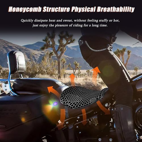 Motorcycle Gel Seat Cushion for Honda Goldwing GL1800 Goldwing GL 1800, Shock-Absorbing & Non-Slip Comfort Seat Pad for Long Rides, Breathable 3D Honeycomb Ventilation