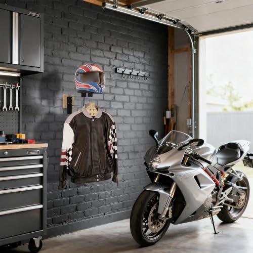 Helmet Wall Mount - Heavy Duty Hat Hanger, Motorcycle Gear Storage Rack, Protective Headwear Display Organizer | Jacket Gloves Cycling Accessories for Organization Men Bike Electric Scooter