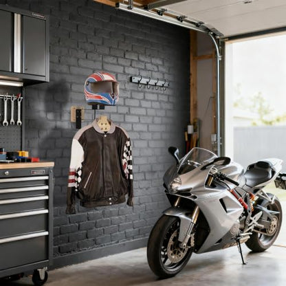 Helmet Wall Mount - Heavy Duty Hat Hanger, Motorcycle Gear Storage Rack, Protective Headwear Display Organizer | Jacket Gloves Cycling Accessories for Organization Men Bike Electric Scooter