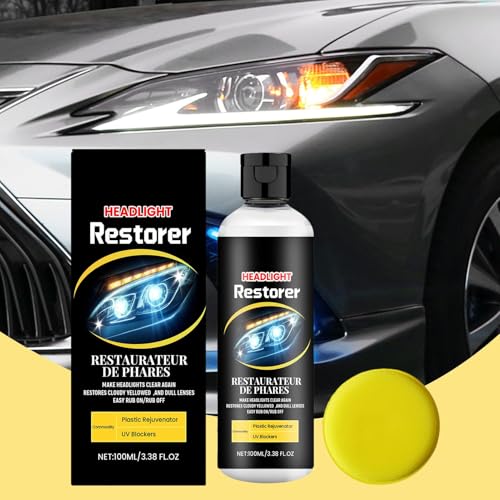 Headlight Restoration Kit - 100ml Removes Oxidation and Yellowing, Restores to Like-New, Increases Visibility and Brightness for Driving, Easy Application