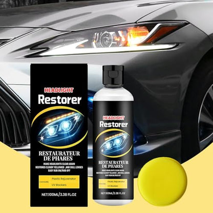 Headlight Restoration Kit - 100ml Removes Oxidation and Yellowing, Restores to Like-New, Increases Visibility and Brightness for Driving, Easy Application