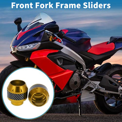 Motorcycle Frame Sliders Falling Protection Wheel Crash Protector Scooter Moped Aluminum Alloy Gold Tone 2 Pcs - color: Gold Tone