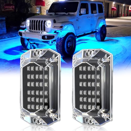 2 Pods RGB Rock Lights Replacement Damaged Pod for Full Angle RGB LED Rock Lights 12v Underglow Light Multicolor Waterproof Neon for Jeep Trucks ATV UTV Golf Cart Offroad Pickup RZR SXS - color: RGB 30LEDs, size: 2Pods