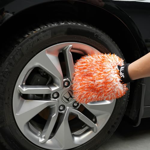 SPTA Car Wash Kit, Clean & Car Wash Kit (9 Items, Including 2-16oz. Car Wash Shampoo, 1Pc Microfiber Mitts,1Pc Red Car Wash Sponge, 2Pcs 16"x16" Microfiber Detail Towels and 3Pcs Car Detail Brush
