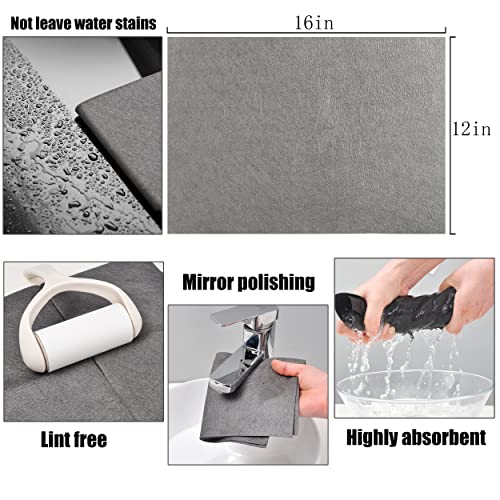KTT Thickened Magic Cleaning Cloth, 12" x 16", 5 Pack | Reusable Microfiber Cleaning Cloth, Lint Free, For Home, Window, Mirror Glass and Cars - color: Dark Grey 5p