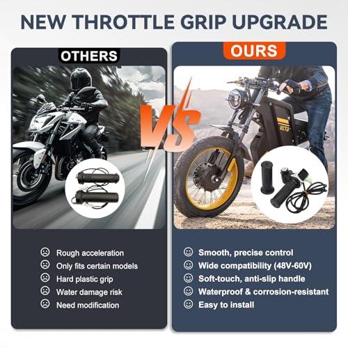 Full Twist Throttle for 60V EBike with LED Display Key Lock Electric Bike Throttle Grip for Electric Dirt Bike Scooter Bicycle Mountain Bike Motorcycle - size: 60V