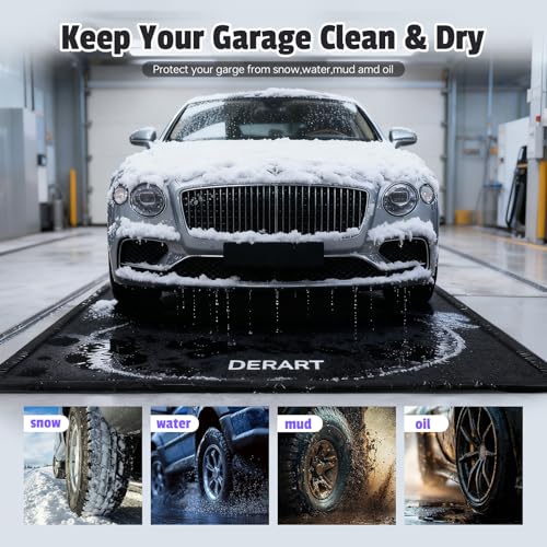 Heavy Duty Garage Floor Mat & Waterproof Drip Pan - 7'9"x18' PVC Floor Protection for Melting Snow, Oil, Mud, DIY Projects | Reinforced Edges, Lightweight, Easy Clean for Car, Truck, SUV - size: 7'9"x18'