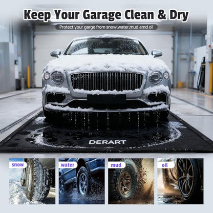 Heavy Duty Garage Floor Mat & Waterproof Drip Pan - 8'6"x20' PVC Floor Protection for Melting Snow, Oil, Mud, DIY Projects | Reinforced Edges, Lightweight, Easy Clean for Car, Truck, SUV - size: 8'6" x 20'