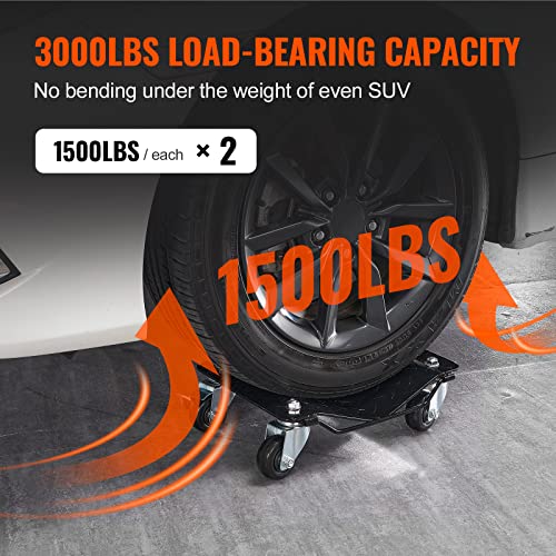 VEVOR Wheel Dolly, 3000 lbs Car Moving Dolly, Wheel Dolly Car Tire Stake Set of 2 Piece, Heavy-Duty Car Tire Dolly Cart Moving Cars, Trucks, Trailers, Motorcycles, and Boats - size: 2 Pack, style: 3000 LBS，2 Pack