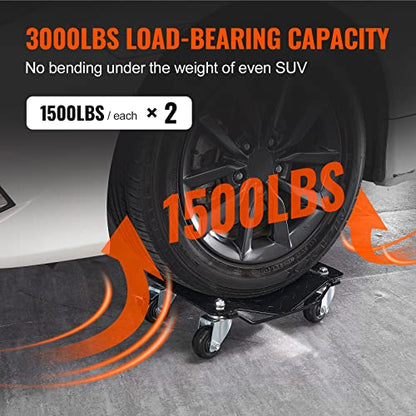 VEVOR Wheel Dolly, 3000 lbs Car Moving Dolly, Wheel Dolly Car Tire Stake Set of 2 Piece, Heavy-Duty Car Tire Dolly Cart Moving Cars, Trucks, Trailers, Motorcycles, and Boats - size: 2 Pack, style: 3000 LBS，2 Pack