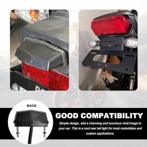 Motorcycle LED License Plate Lamp Assembly, 12V Waterproof Motorbike Bright LED Brake Running Tail Light, Universal Rear Brake Light Taillight Lamp for ATV Dirt Bike
