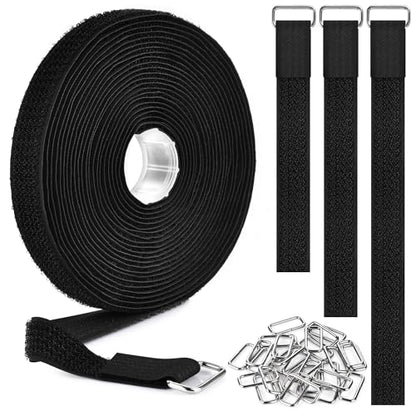 Nettbe 0.75"x19.7ft Hook and Loop Straps with 30 Buckles Adjustable Cut-to-Length Cable Ties - Reusable Nylon Fastening Tape Cable Straps for Storage or Organization (0.75in x 19.7ft) - size: 0.75in x 19.7ft