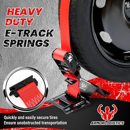 Wheel Chock Tie Down Kit, Heavy Duty Trailer Tire Straps Kit for ATV, UTV, Lawn Mower, 4,400lb Max Break Strength - color: Red, size: 2 Pack
