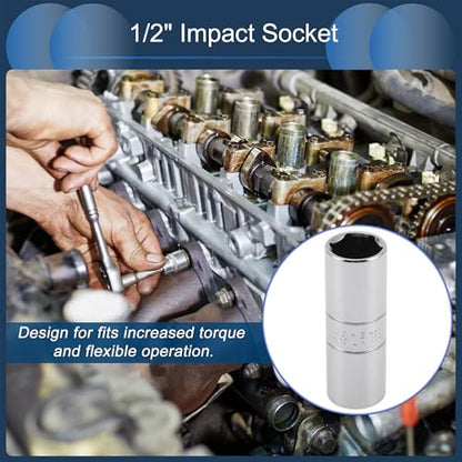 Spark Plug Impact Socket 63mm for Car Motorcycle Dirtbike Repair Hardware Tool CR-V Silver Tone Durable 6 Point 16mm 1/2 Inch Drive