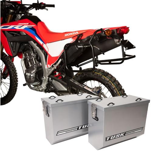 Tusk Aluminum Panniers with Pannier Racks V2 Medium Silver For Honda CRF300L Rally 2021-2024