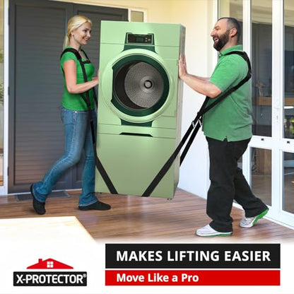 X-Protector Moving Straps - 2 Pairs - Lifting Straps for 2 Movers - Move Furniture Easily and Safely - Perfect for Lifting and Moving Heavy Objects! (with Back Support) - style: Moving Straps (With Back Support, Black)