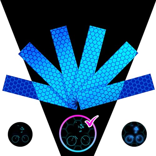 LOOM Reflective Stickers for Helmet | 6pcs Prism Blue | Similar to 3M Reflective Tape | Bike Reflectors for Night Riding, Mailbox reflectors | Waterproof hi vis Decals for Car, Trailer - color: Prism-blue