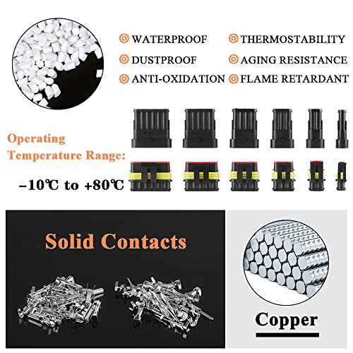 MUYI 763Pcs 40 Sets Waterproof Automotive Electrical Wire Connectors Plug Kit 1/2/3/4/5/6 Pin Waterproof Connectors - style: 1-6pin connector(763 pcs)