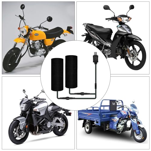 Heated Grip Wraps for Motorcycle/ATV/Bike/Snowmobile,5V USB-A Powered and 6 Gear Temperature, IP67 Waterproof, Fits Grips with Outer Diameter 1.2"–1.5" (for Standard 7/8" Handlebars)