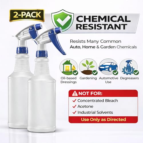 Bar5F Set of 2 Premium Empty 16 oz Spray Bottles, NBR Gasket - Superior Hydrocarbon Resistance - Ideal for Auto Detailing & Industrial Cleaning - size: Pack of 2