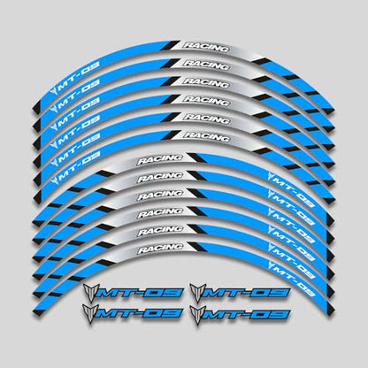 For Yamaha MT09 MT-09 Motorcycles Accessories Thick Edge Outer Front and Rear Rim Wheel Reflective Decal Sticker Magnet Strip Tape (A Blue,12) - color: A Blue