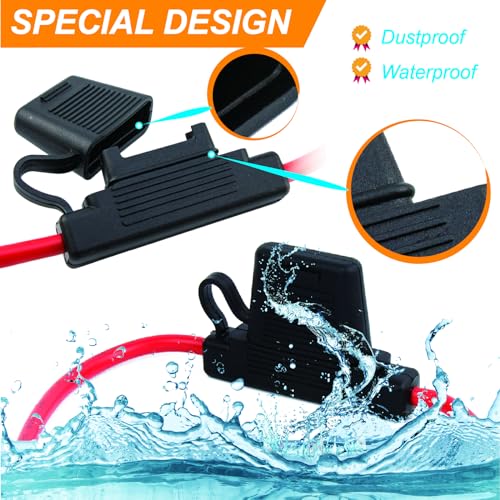 Generic Gaoekoius 18 AWG Waterproof Inline Blade Fuse Holder kits-6pcs 18 Gauge Fuse Holder with 6PCS 3AMP Standard Blade fuses / 12pcs Heat Shrink Butt connectors(6 Sets)