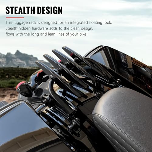 XFMT Motorcycle Black Detachable Stealth Two-Up Luggage Rack for Harley Touring Road King Street Glide Road Glide Electra Glide 2009-Later - color: Stealth Luggage Rack-Black