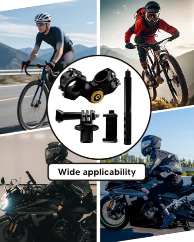 Motorcycle & Bicycle Selfie Stick, Third Person Perspective Handlebar Mount with 120cm Invisible Extension Pole for Ride Tracking Shooting, Compatible with GoPro Hero Insta360 DJI Osmo Action Camera