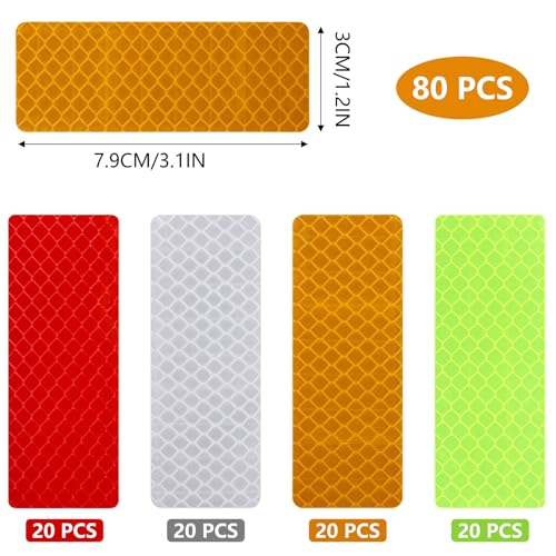 acDesign 80 PCS Reflective Stickers, High Visibility Reflective Tape, High Vis Tape Safety Reflective Tape for Car Motorcycle Bike Trailer Helmet Mailbox Bag, 1.18 x 3.15 Inch