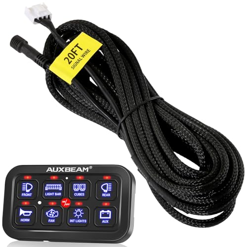 Auxbeam 20FT Switch Panel Extension Cable for Auxbeam Switch Panel BA80/GA80/RA60/RA80/RB80/RB120/RB80 XL/RA80XL/AC800/AC1200/AS-R40 R60 R80/AS-400 600 800/AR-800 600 820, NOT for BB80/GB80/BC60/GC60 - style: For 8 Gang Switch Panel (NOT for BB80, GB80, B