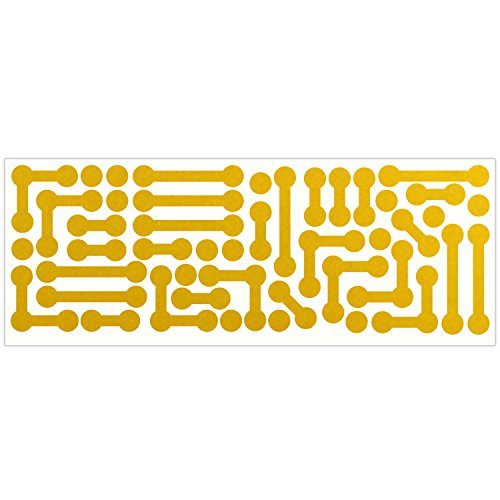 LiteMark Reflective Assorted Tech Shapes Sticker Decals for Helmets, Bicycles, Strollers, Wheelchairs and More - color: Yellow