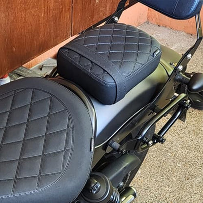 Touring Soft Leather Front Driver Seat Cushion Pad Rear Passenger Pillion fit for Ho-nda Rebel CMX 300 500 2017 2018 2019 2020 2021 2022 2023 (Rear passenger seat-black) (MD-222-223-JP) - color: Rear passenger seat-black