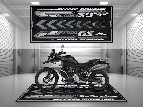 MPM Motorcycle Mat for F900 GS Adventure - Washable Non - Slip Oil & Water Resistant Parking Pitmat for Garage, Showroom, Workshop Use (Blackstorm Metallic, Size 2: 102 x 47/260 x 120 cm) - color: Blackstorm Metallic, size: 3'11" x 8'6"
