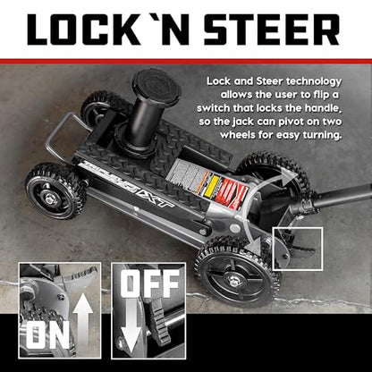 Powerbuilt Big Wheel Triple Lift Garage Jack, 3000 Pound Off Road Lift, Truck, Car, Motorcycle 1.5 Ton Capacity, 620613ECE - color: Black, size: 1.5 Ton, Big Wheel