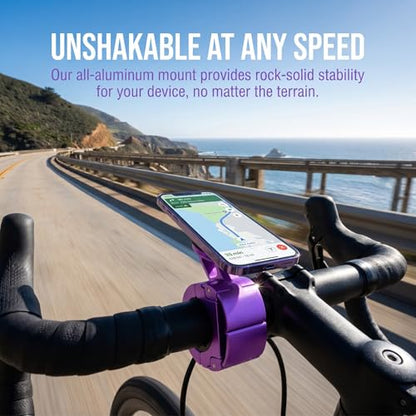 2 Pack Universal Aluminum Bike Phone Mount Anti-Shake Motorcycle Cell Holder for Phones CNC Metal Handlebar Bracket for Road & Mountain Bikes-Purple - color: Purple