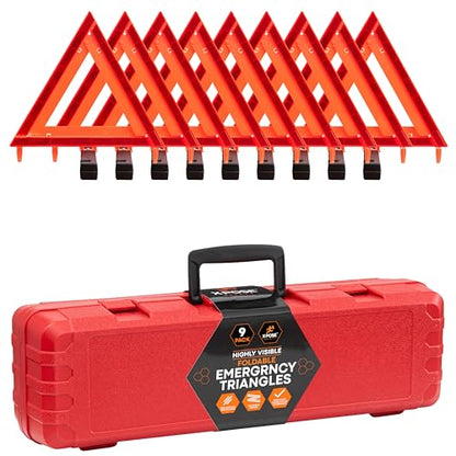 Xpose Safety Reflective Emergency Triangles – 9 Kits (27 Triangles) – DOT Approved Roadside Car Safety Warning Reflectors – Red & Orange Automotive Vehicle Hazard Visibility Markers - size: 9 Packs