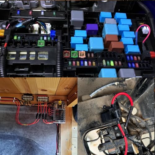 MuHize 12AWG Inline Fuse Holder - Premium Waterproof Automotive Blade Fuse Holder with 5A Standard Fuses ATC/ATO, 5 Pack Line Fuses Holders for Automotive Marine RV
