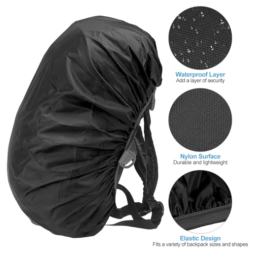 PATIKIL Waterproof Backpack Rain Cover Anti-Slip Cross Buckle Straps & Drawstring Bag for Hiking Camping Traveling - color: Black, size: Medium