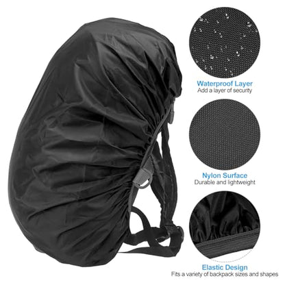 PATIKIL Waterproof Backpack Rain Cover Anti-Slip Cross Buckle Straps & Drawstring Bag for Hiking Camping Traveling - color: Black, size: Large