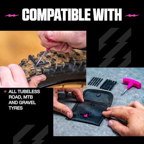 Muc-Off Puncture Plug Kit - Tubeless Tyre Puncture Repair with Plugger and Plugs