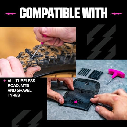 Muc-Off Puncture Plug Kit - Tubeless Tyre Puncture Repair with Plugger and Plugs