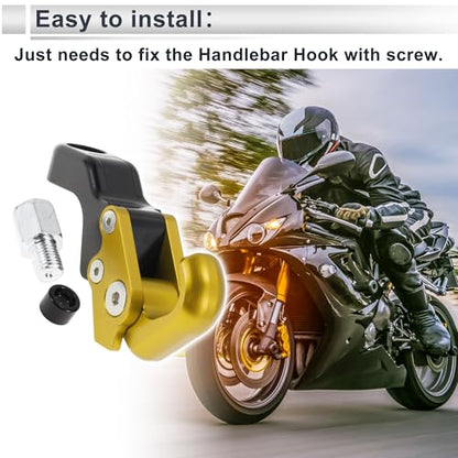 Adjustable Universal Motorcycle Hanging Hook Slope Handle with Hook Motorcycle Helmet Luggage Bag Holder Hanger Aluminum Alloy Gold Tone with 1 Pcs Screw - color: Gold Tone