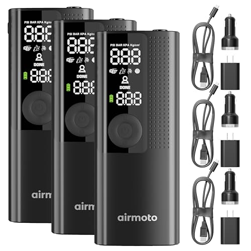 Airmoto and Power Kit Bundle Deal - 3 bundle - Tire Inflator Portable Air Compressor with Power Kit for Charging at Home and on The Road - Cordless Air Pump for Car Tires, Motorcycle, Bicycle - size: 3 Pack
