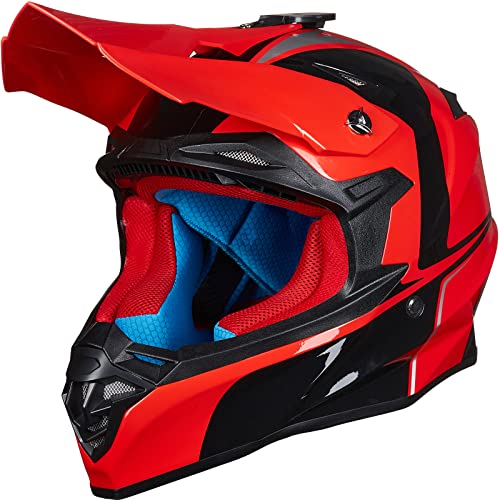 ILM Adult Dirt Bike Helmets ATV Motocross Dirtbike Helmet with Super Soft Liner Camera Mount for Men Women Motorcycle Dual Sport DOT Model-216 (Red Black, M) - color: Red Black, size: Medium