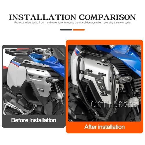 Motorcycle Tank Bar Guard Fit for BMW R1300GS ADV R 1300 GS Adventure Highway Crash Bar Fairing Frame Protection Bumper Engine Tank Guard Protector (Black) - color: Black