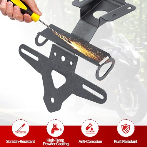 Motorcycle License Plate Bracket for YZF-R7 2021-2026, MT-07 FZ-07 2021-2024, Fender Eliminator With LED Light, Motorcycle Tail Tidy License Plate Holder Mount