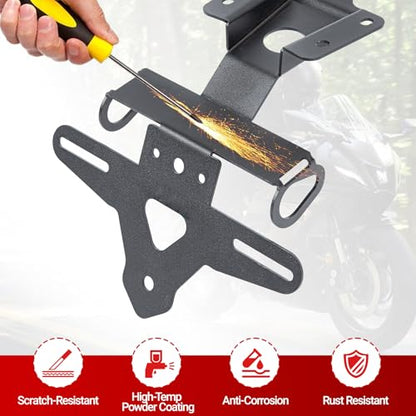 Motorcycle License Plate Bracket for YZF-R7 2021-2026, MT-07 FZ-07 2021-2024, Fender Eliminator With LED Light, Motorcycle Tail Tidy License Plate Holder Mount