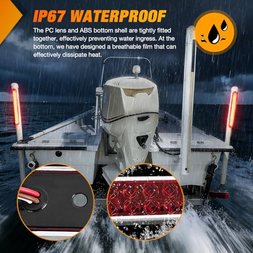 Nilight LED Tail Light 2PCS 17 Inch 40LED Red Running Tail Stop Brake Lights w/Chrome Bezel Waterproof Surface Mount for 12V Towing Trailer Truck RV Camper Boat - color: 2Pcs 17" Red 40LED w/chrome bezel