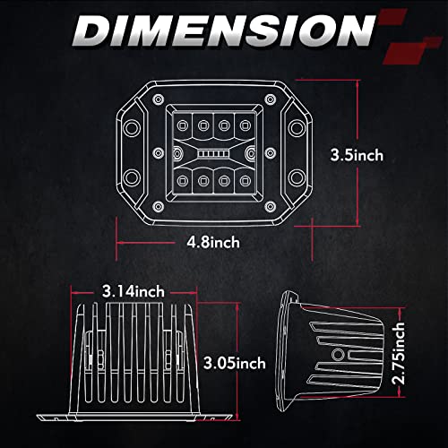 OFFROADTOWN Flush Mount LED Pods, 2pcs 5'' 78W Driving Light Work Lights Flush LED Light Bar Super Bright Fog Off Road Lights for Truck UTV ATV SUV Boat 4x4 Car - color: 5inch_White Flush