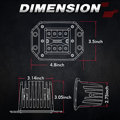 OFFROADTOWN Flush Mount LED Pods, 2pcs 5'' 78W Driving Light Work Lights Flush LED Light Bar Super Bright Fog Off Road Lights for Truck UTV ATV SUV Boat 4x4 Car - color: 5inch_White Flush